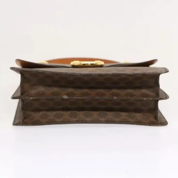 CELINE Macadam Canvas Hand Bag PVC Brown Auth